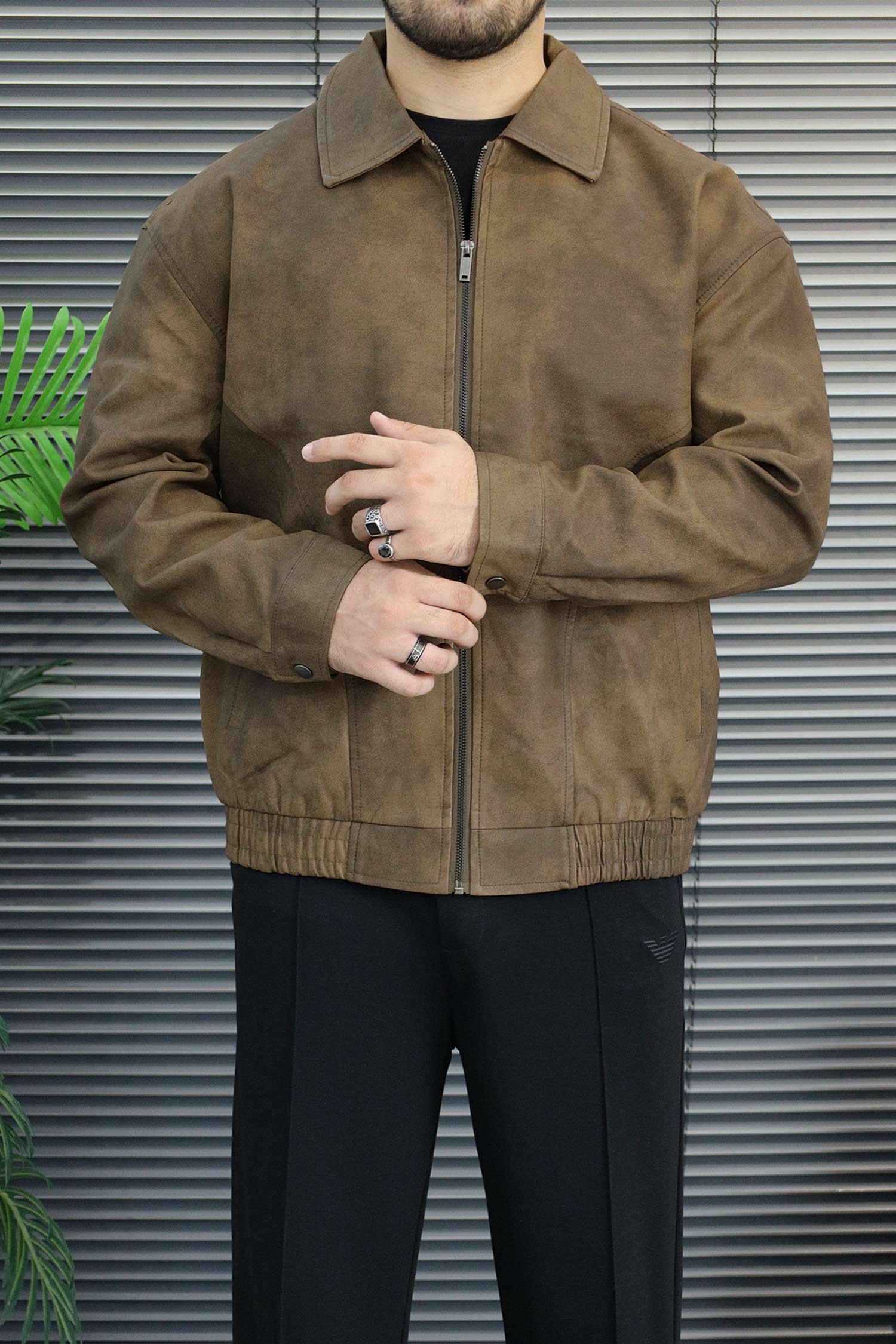 Turbo 90's Vintage Street-Wear Imported Leather Jacket In Dark Brown