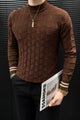 Turbo Self-Design Textured Imported Round Neck Men's Sweater In Dark Brown