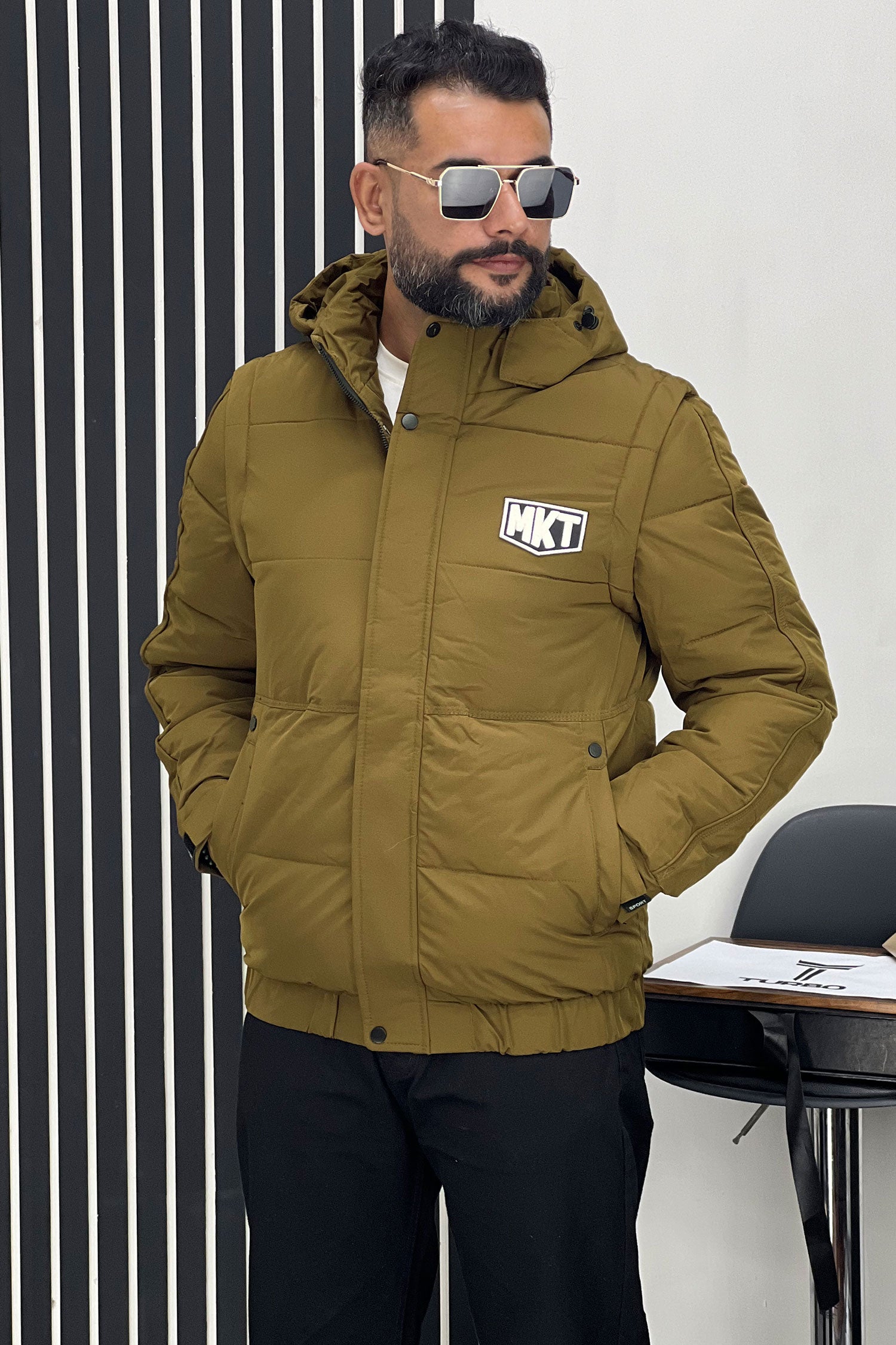 Mkt Removable Sleeves Imported Puffer Jacket