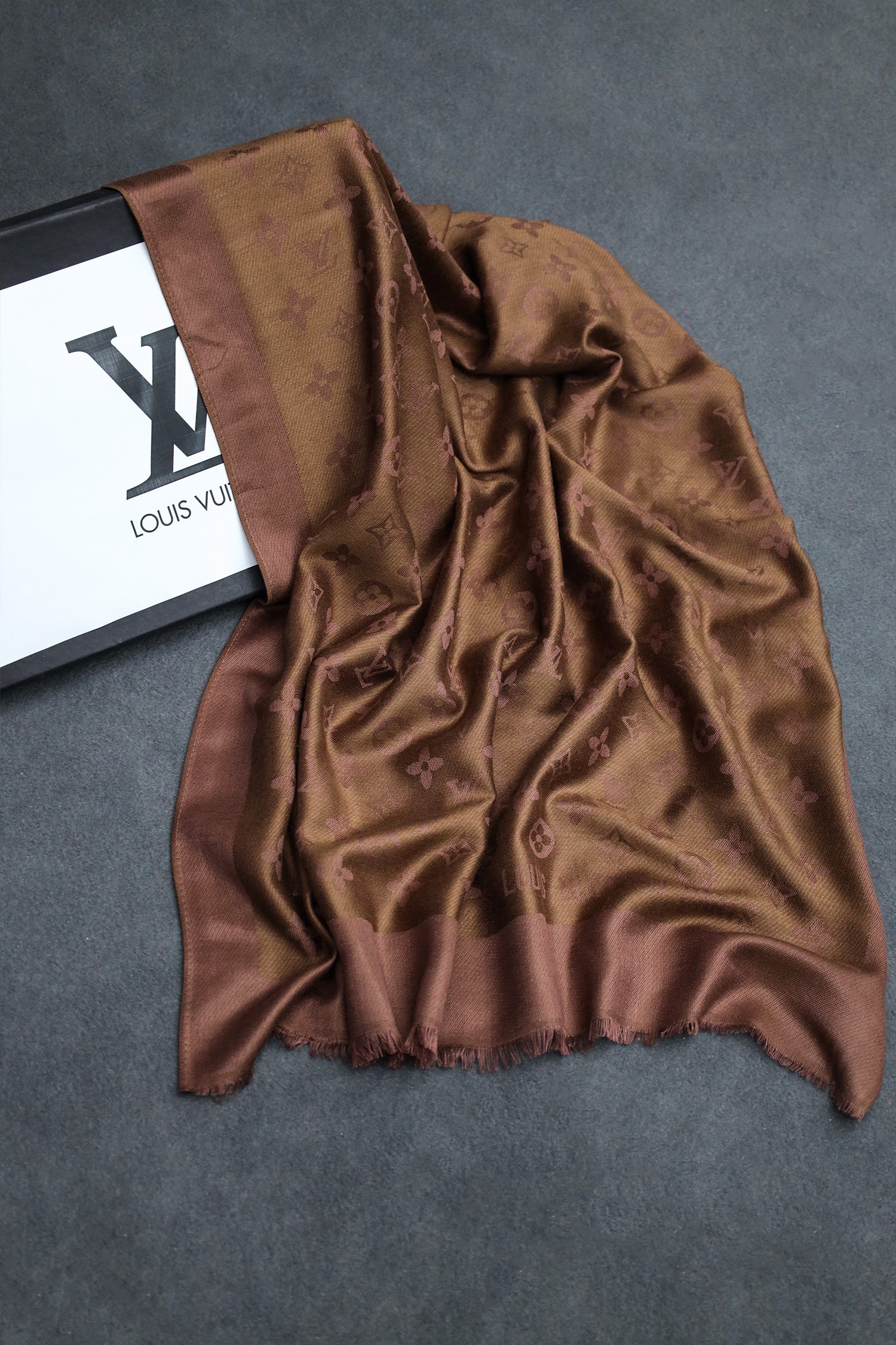 Luis Vten LogoMania Finest Silk Men Mufflers In Dark Brown