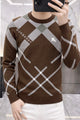 Burbry Monochrome Inspired Imported Round Neck Men's Sweater In Dark Brown