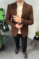 Turbo Sophisticated Matte Texture Imported Men Blazer In Dark Brown