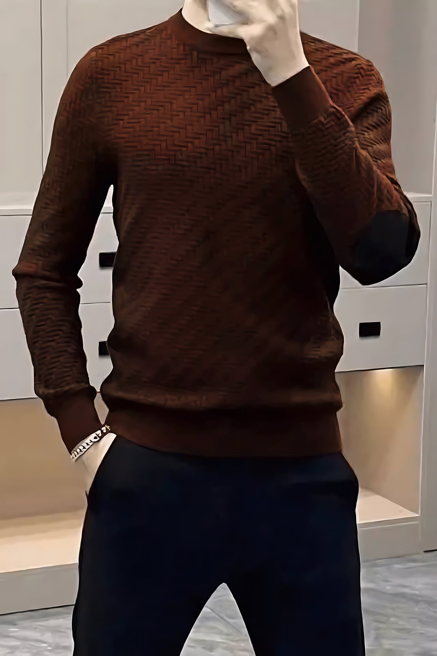 Madmext Patterened Crew-Neck Imported Men's Sweater