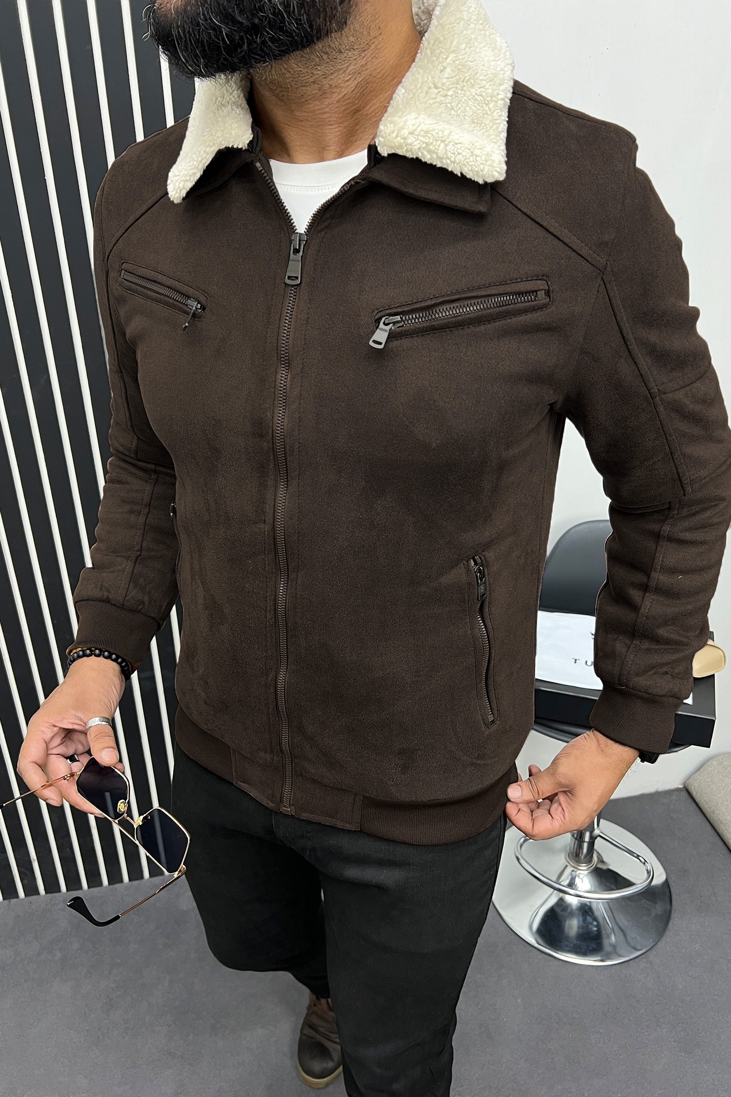 Designed To Blow Your Mind Zipper Men's Suede Jacket