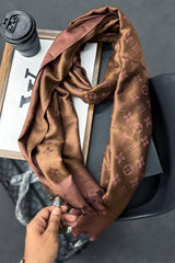 Luis Vten LogoMania Finest Silk Men Mufflers In Dark Brown