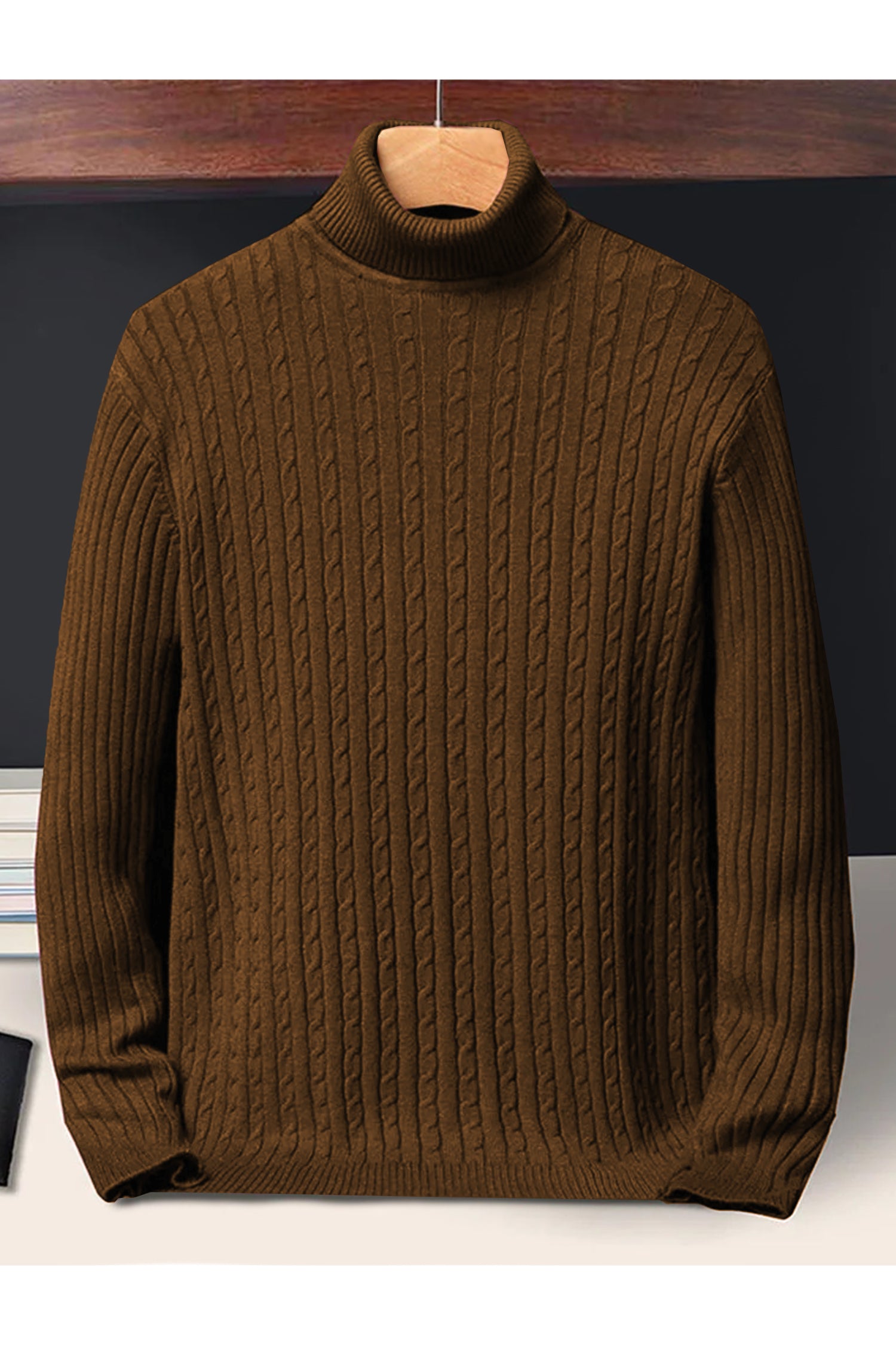 Textured Pattern Turtleneck Cashmere High Neck