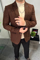 Turbo Chevron Rough Textured Imported Men Blazer In Dark Brown