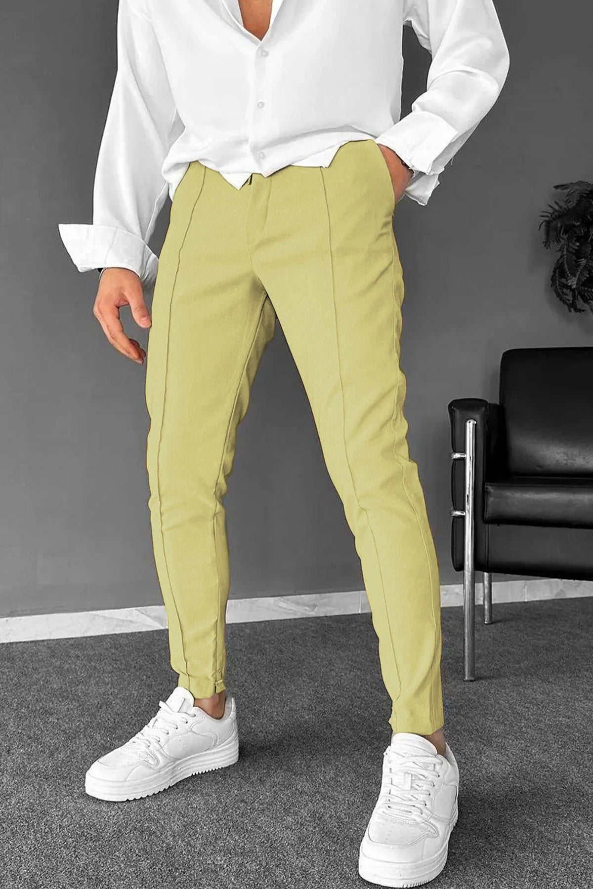 Turbo Fashion Smart Slim Fit Trouser In Dark Creem