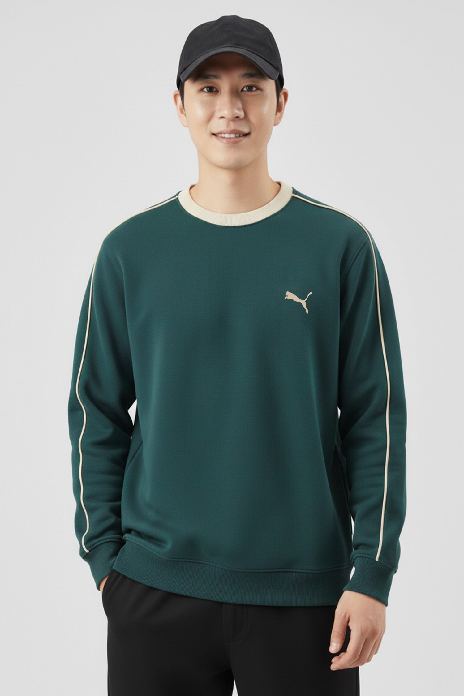 Pma Nocturne Stripe Round Neck Imported Men's Sweatshirt