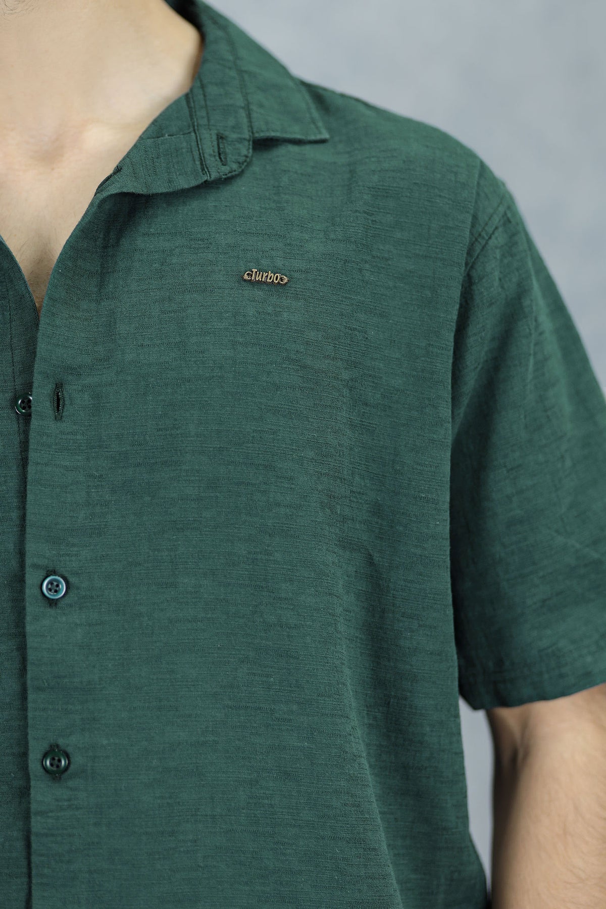 Turbo Textured Relaxed Fit Casual Shirt In Dark Green