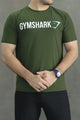 Gym Shrk Athletic Workout Men's Dry-Fit Tee In Dark Green