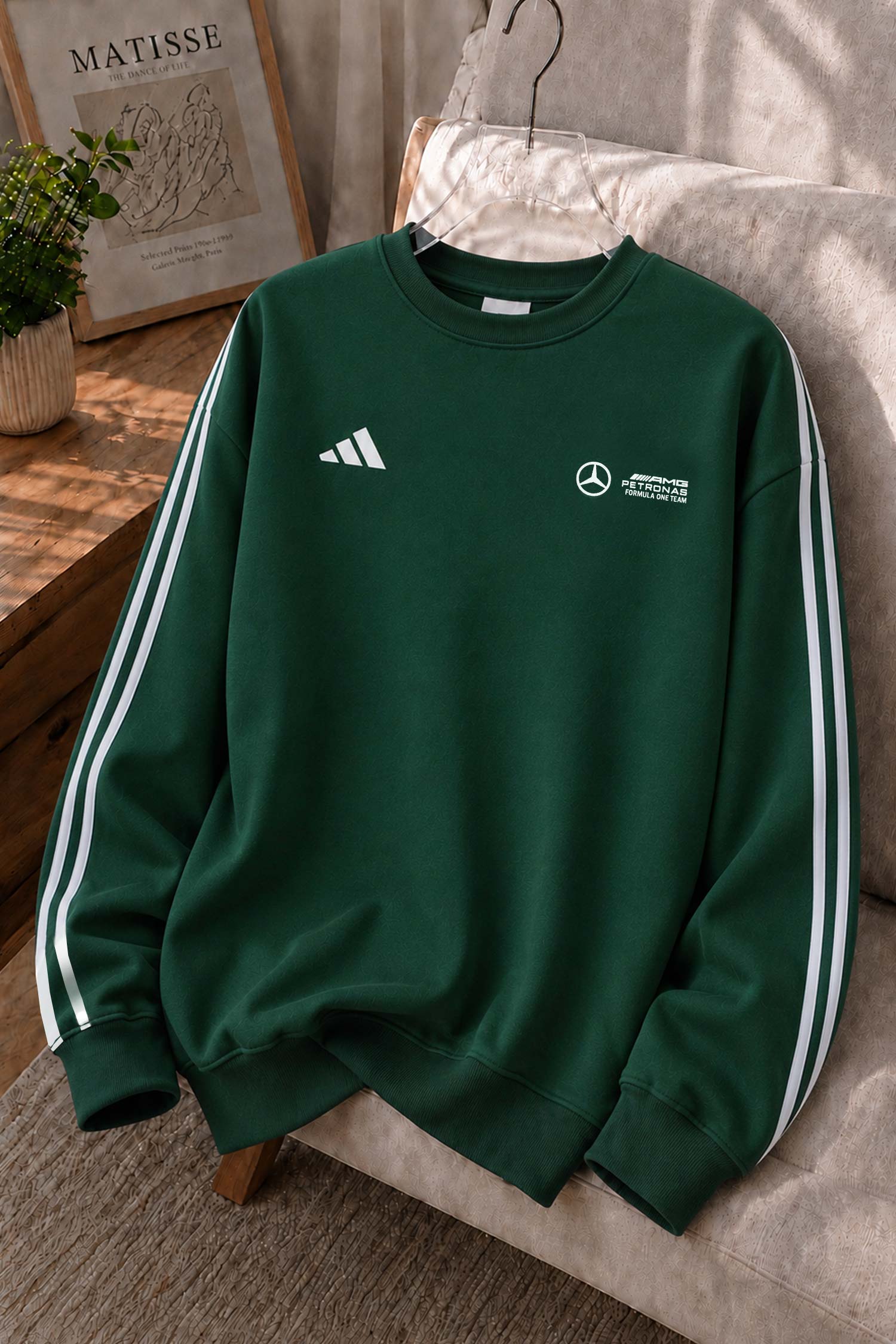Adds x Mercds-Amg F1 Series Round Neck Men's Sweatshirt In Dark Green