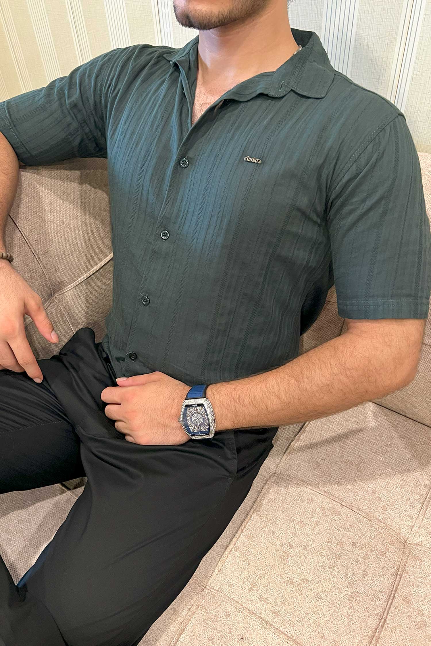 Turbo Minimalist Design Half Sleeve Casual Shirt