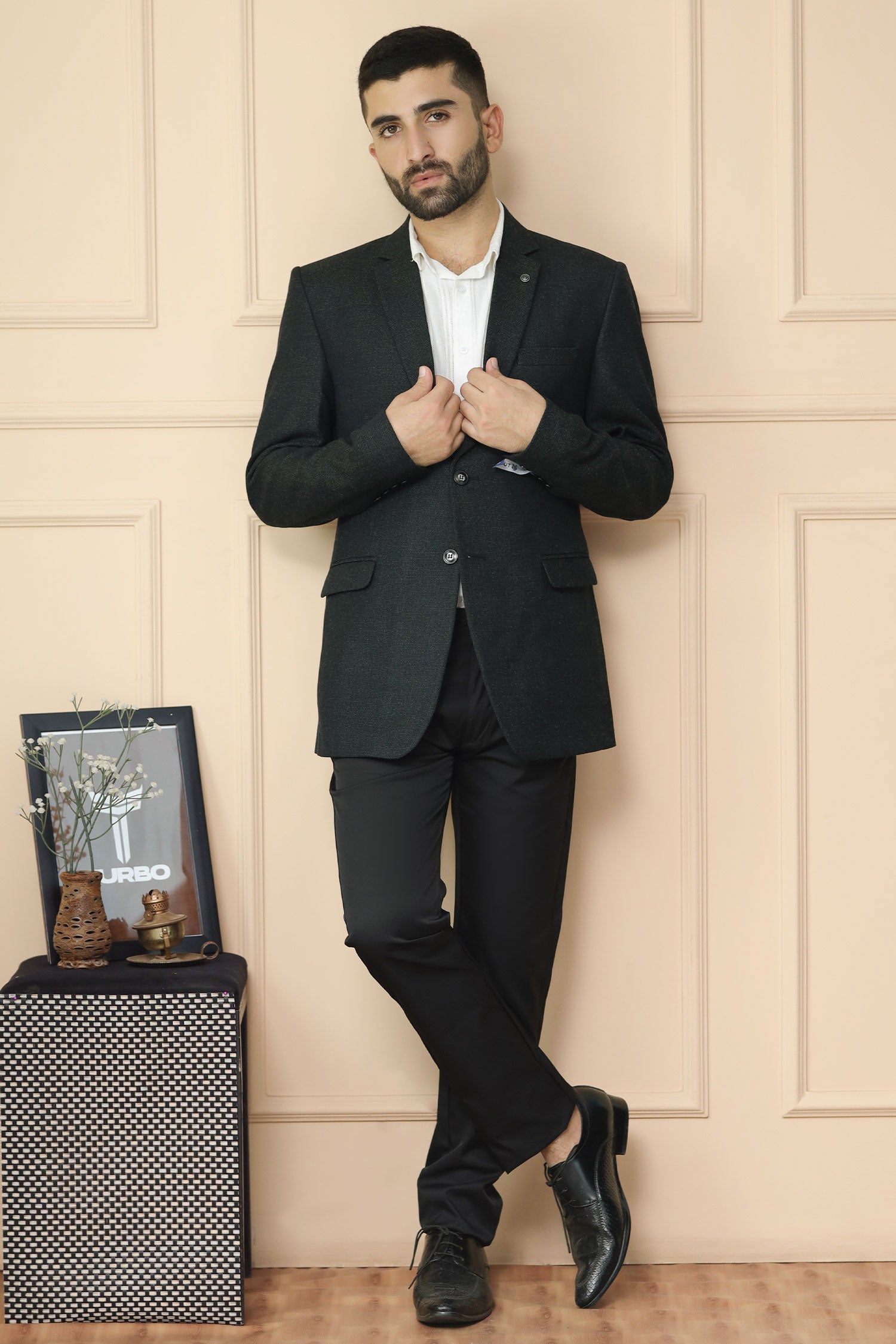 Classic Rich Sharp Texture Pattern Men Blazer