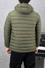 Adds Quilted Padded Imported Puffer Jacket In Dark Green