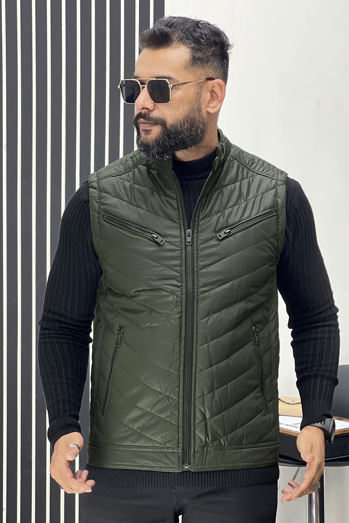 Winter Insulated PU Leather Imported Men's Gilet