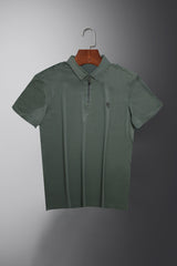 Turbo Plain Collared Zip Style Stitchless Men's Polo Shirt In Dark Green