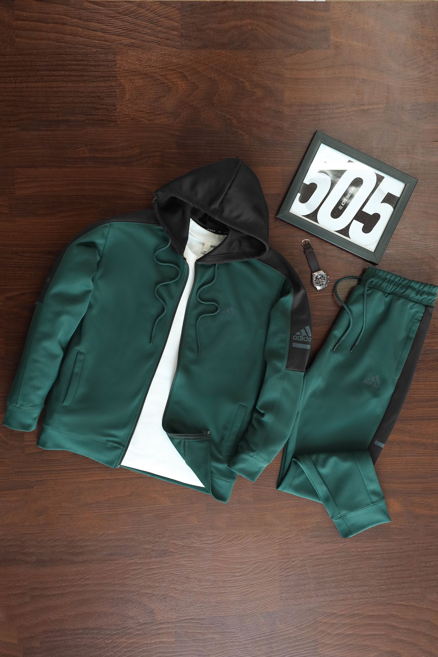 Adds Game Time Mock Neck Hoodie Zipper Tracksuit