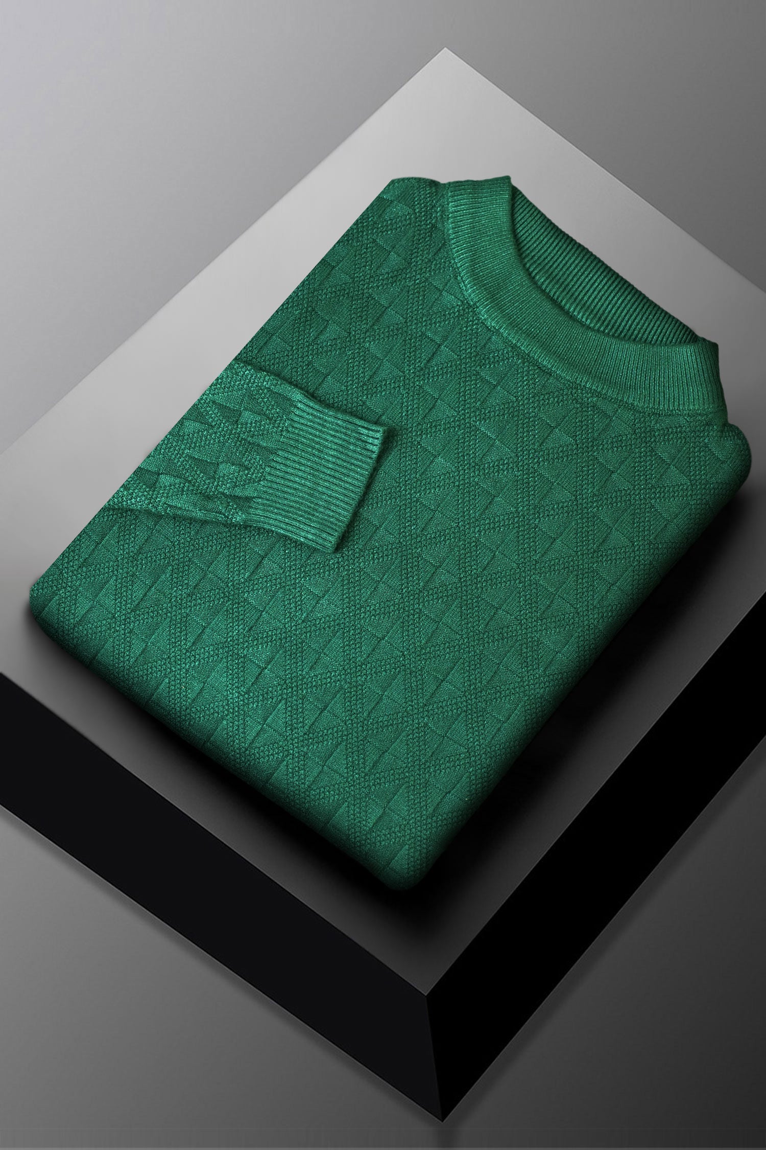Power Look Patterened Crew-Neck Imported Men's Sweater