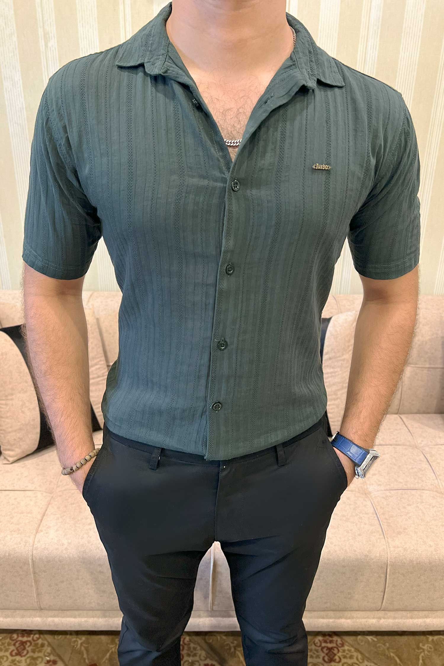 Turbo Minimalist Design Half Sleeve Casual Shirt