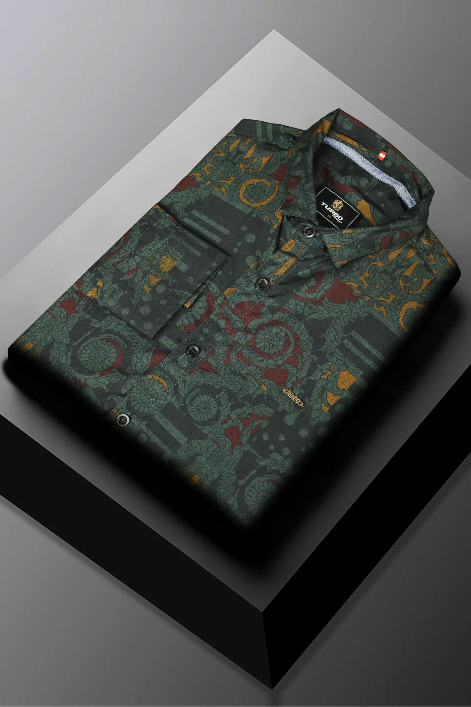 Turbo Retro Flower Motif Long Sleeve Cotton Casual Shirt