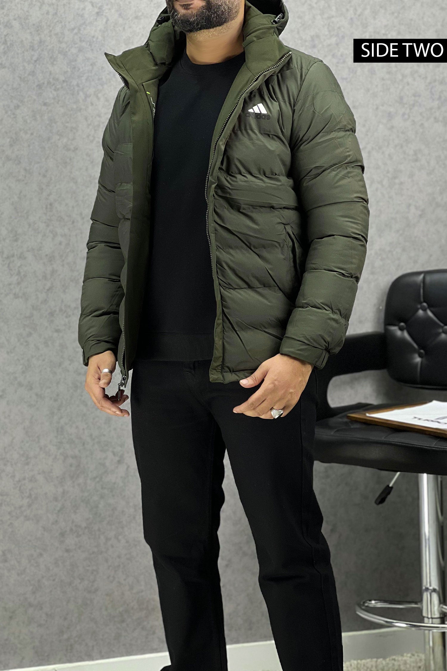 Adds Hood Style Double Side Imported Puffer Jacket