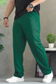 Turbo Street Comfort  Loosse Botton Trouser In Dark Green