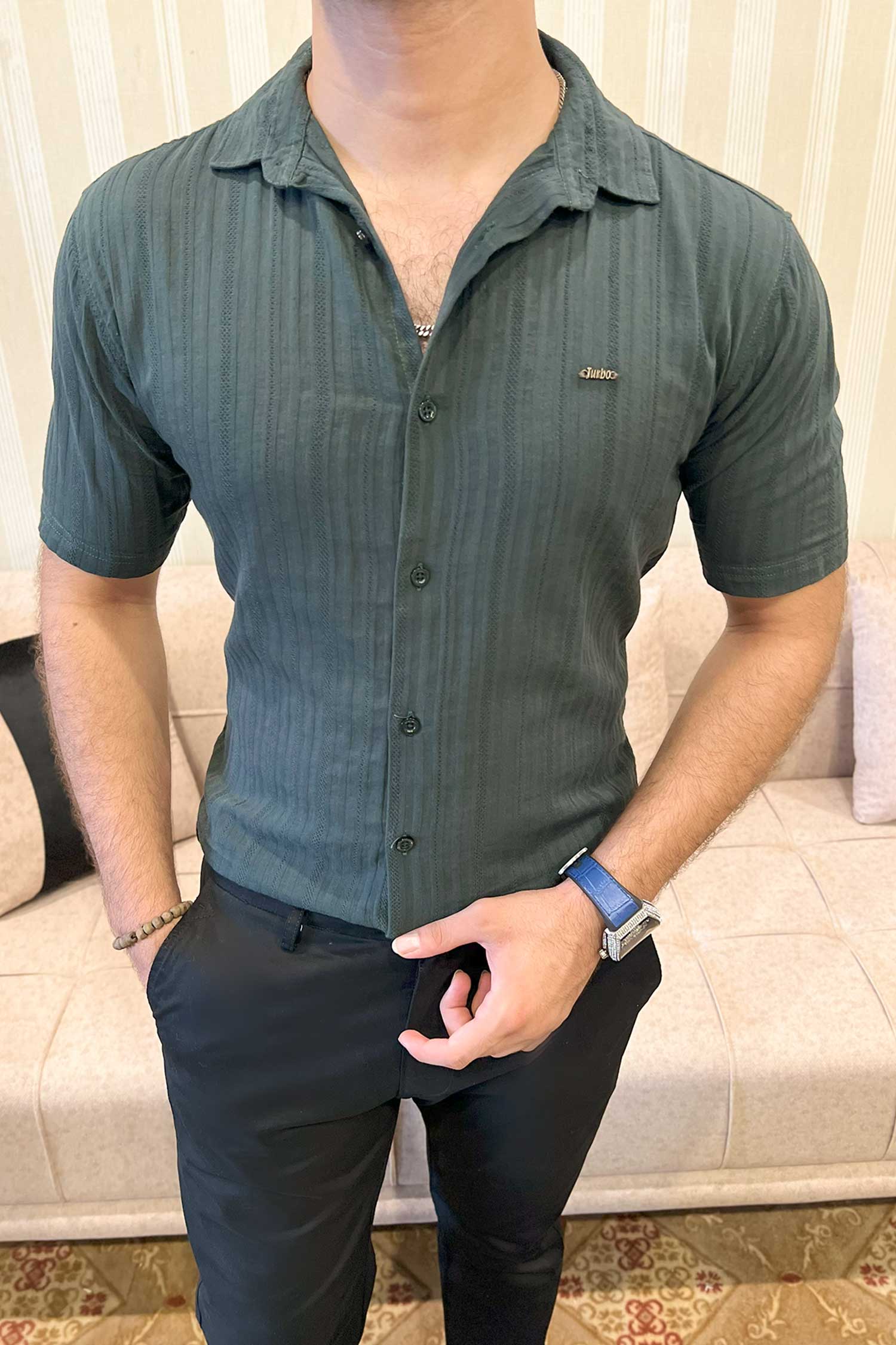 Turbo Minimalist Design Half Sleeve Casual Shirt