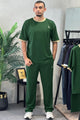 Plo Contrast Trim Men's Co-Ord Set In Dark Green
