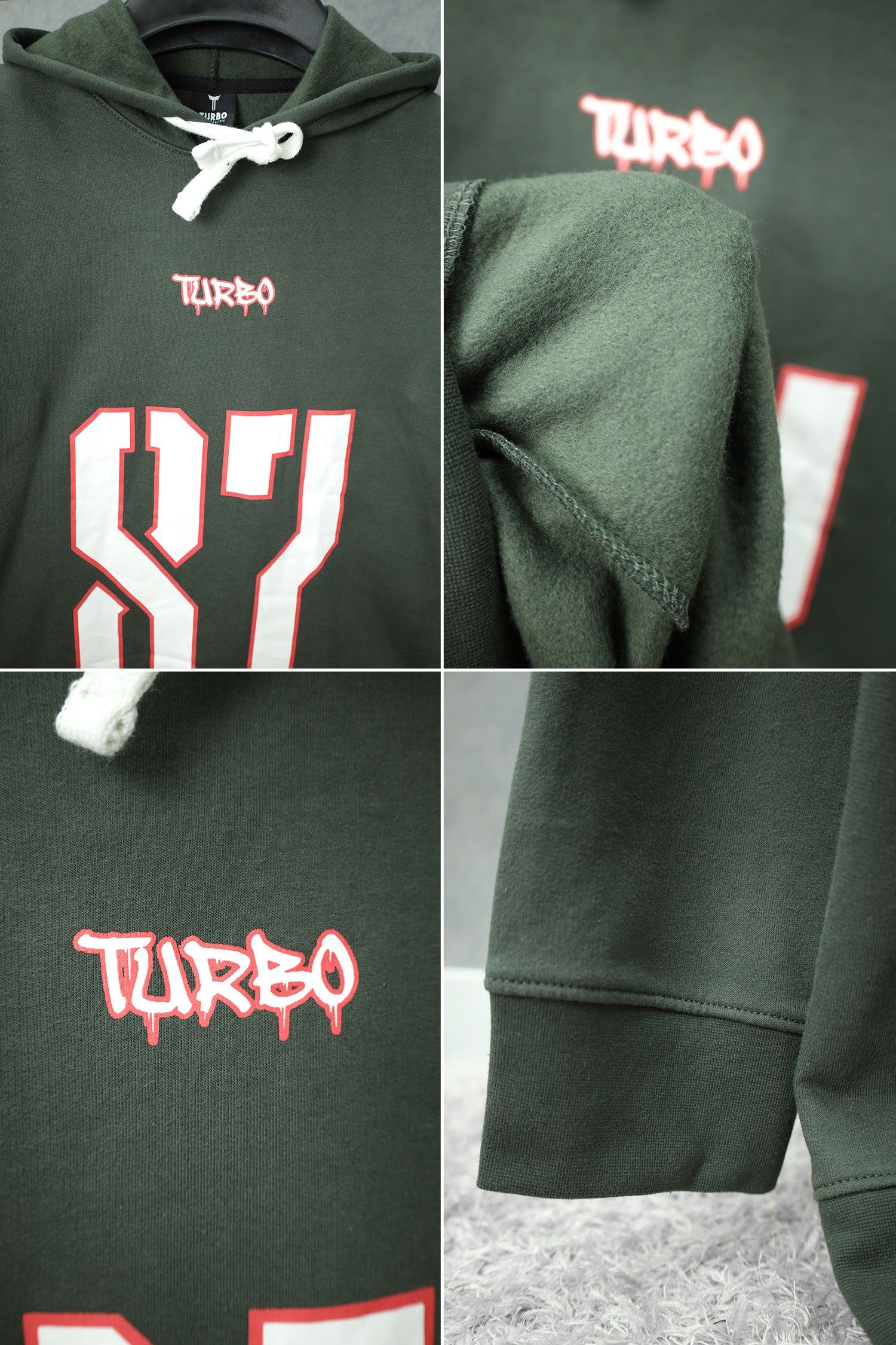 Turbo 87 Universe Aplic Fleece Hoodie In Dark Green