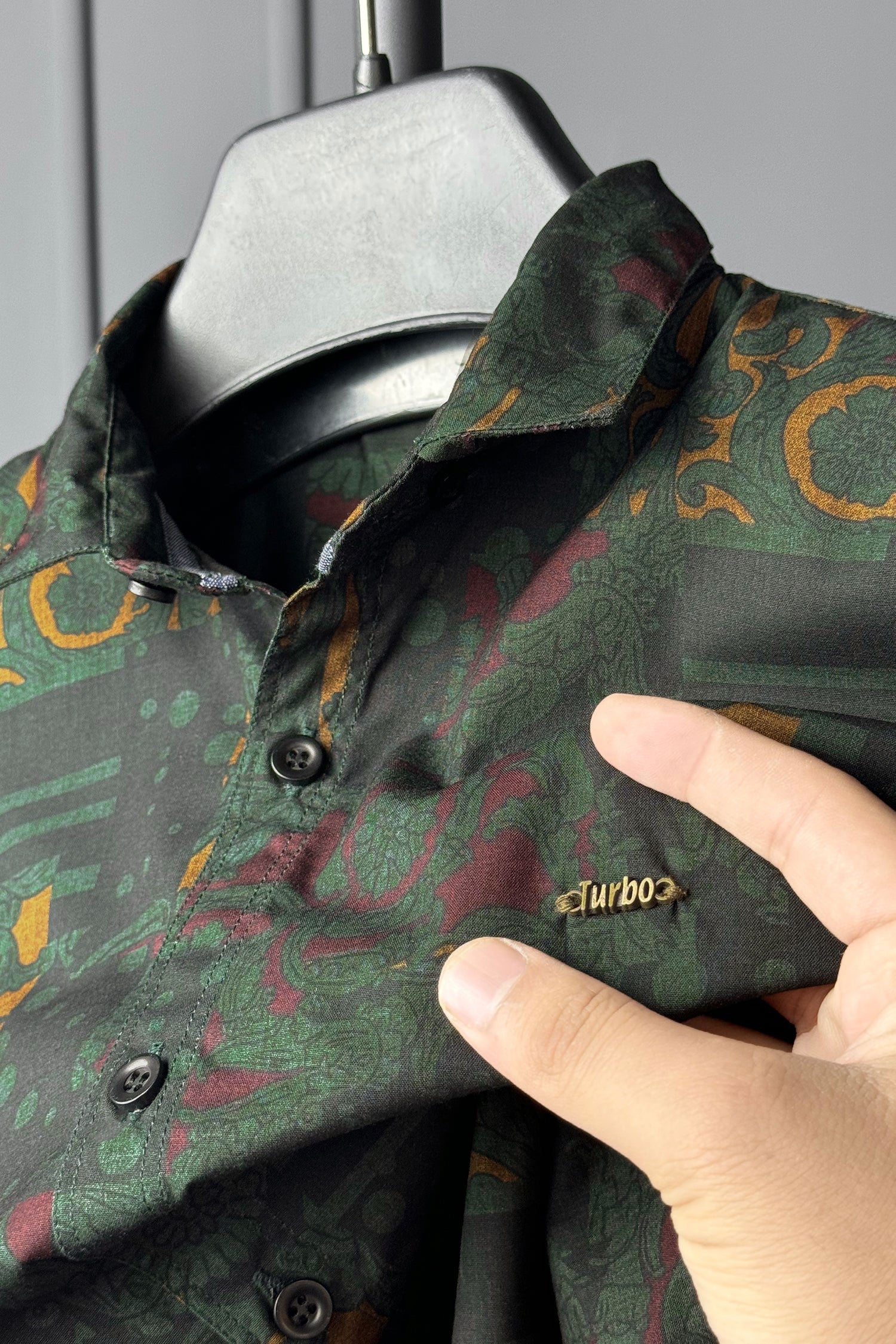 Turbo Retro Flower Motif Long Sleeve Cotton Casual Shirt