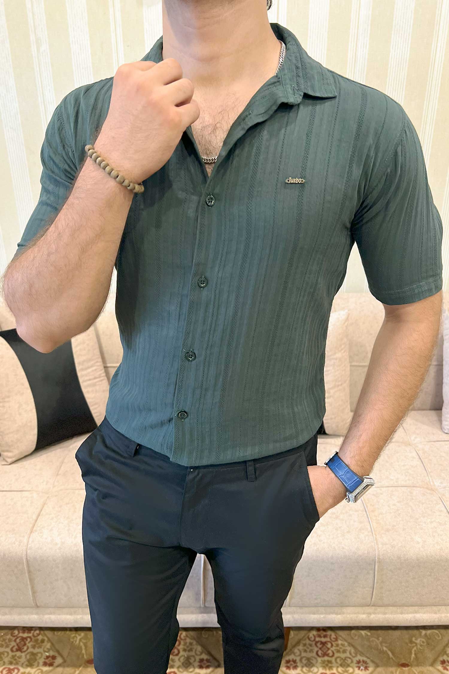 Turbo Minimalist Design Half Sleeve Casual Shirt