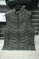 Winter Insulated PU Leather Imported Men's Gilet In Dark Green