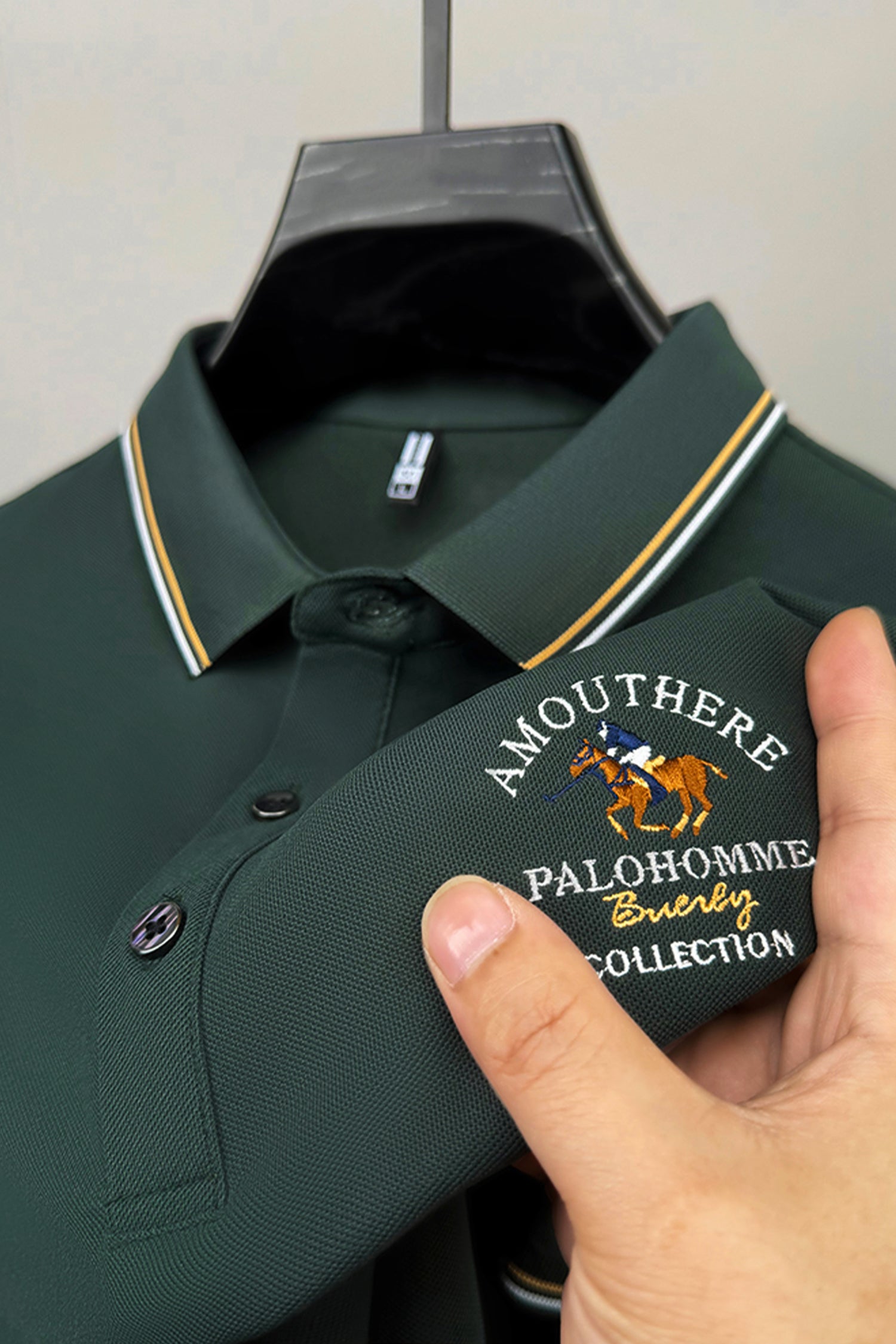 Tipped Collar Embroidered Men's Polo Shirt