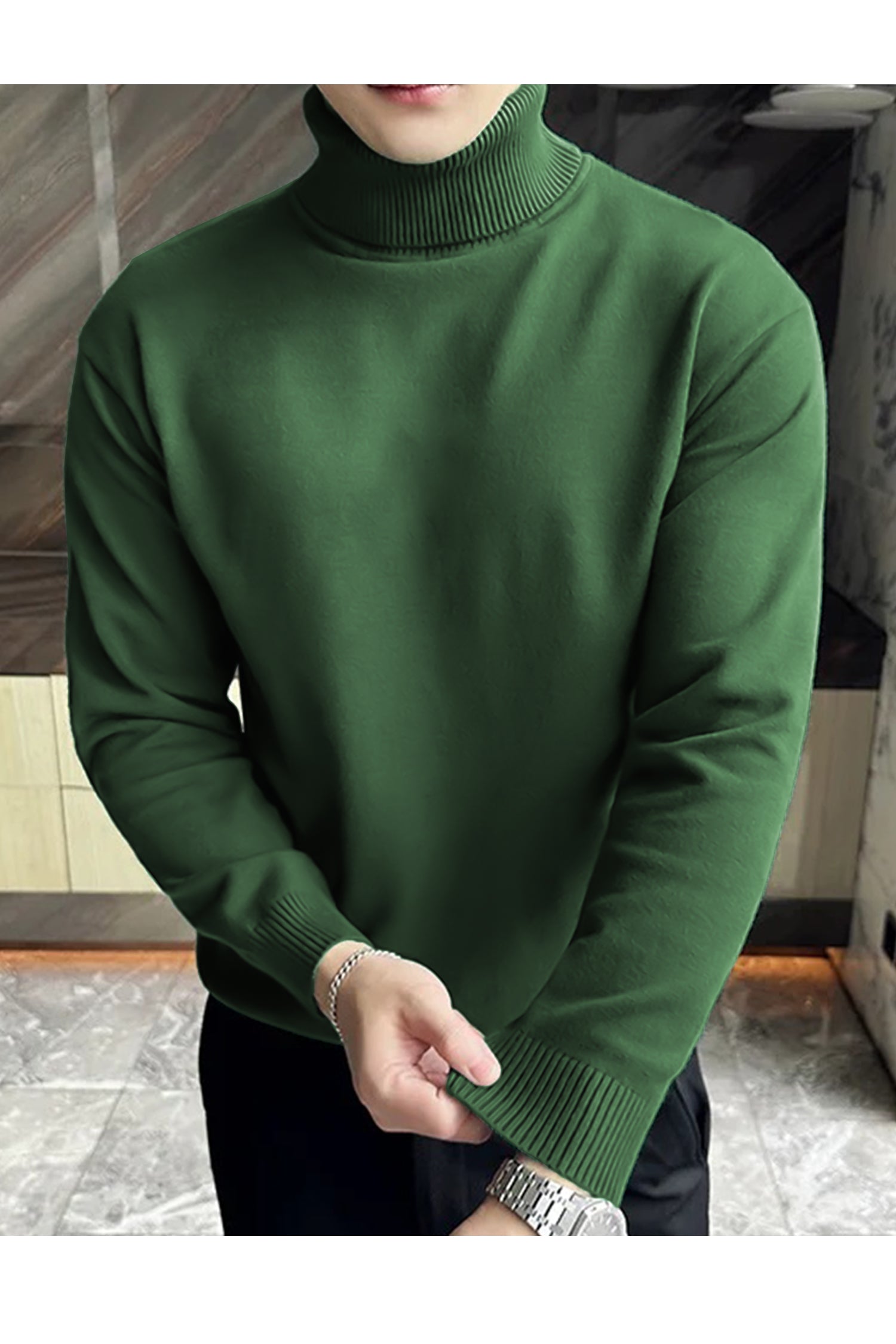 Turtleneck Cashmere High Neck In Dark Green