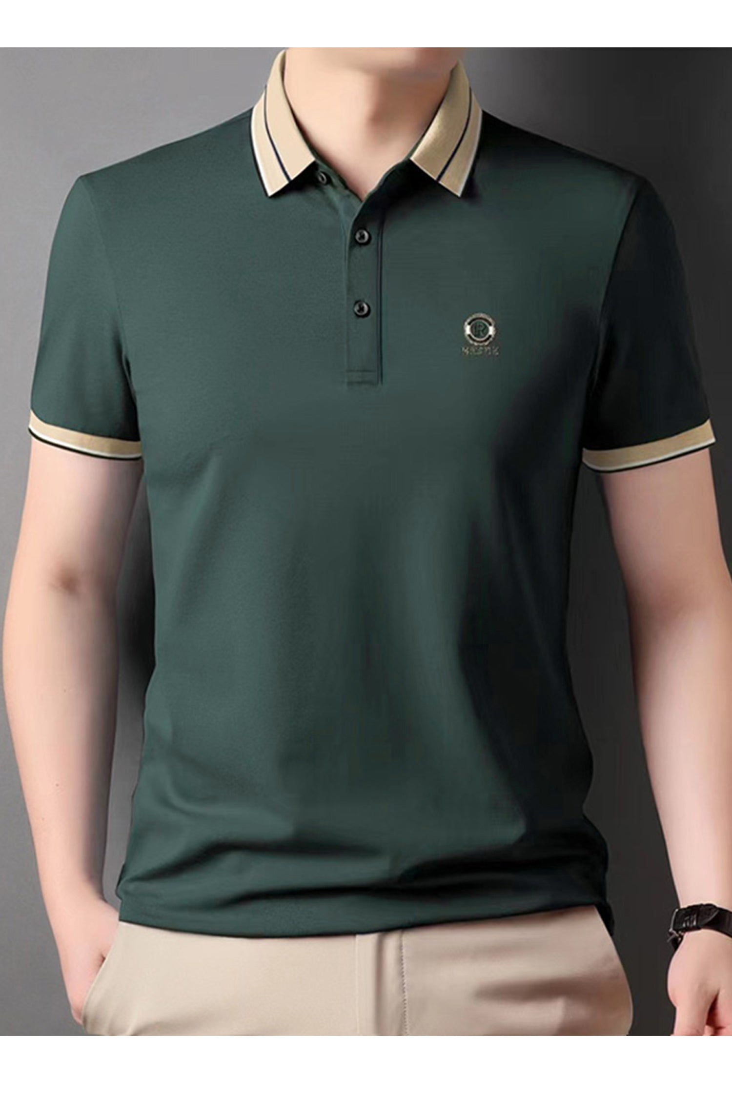 High End Letter Embroidered Men's Polo Shirt