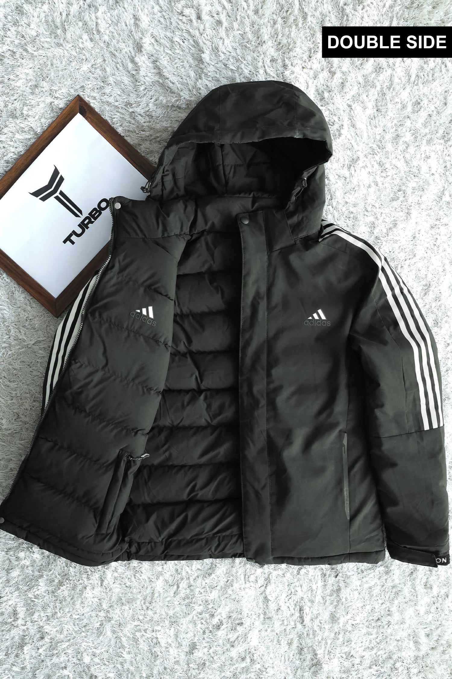 Adds 3 Stripe Double Sided Imported Puffer Jacket