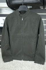 Plain Premium Men's Imported Suede Leather Jacket In Dark Green