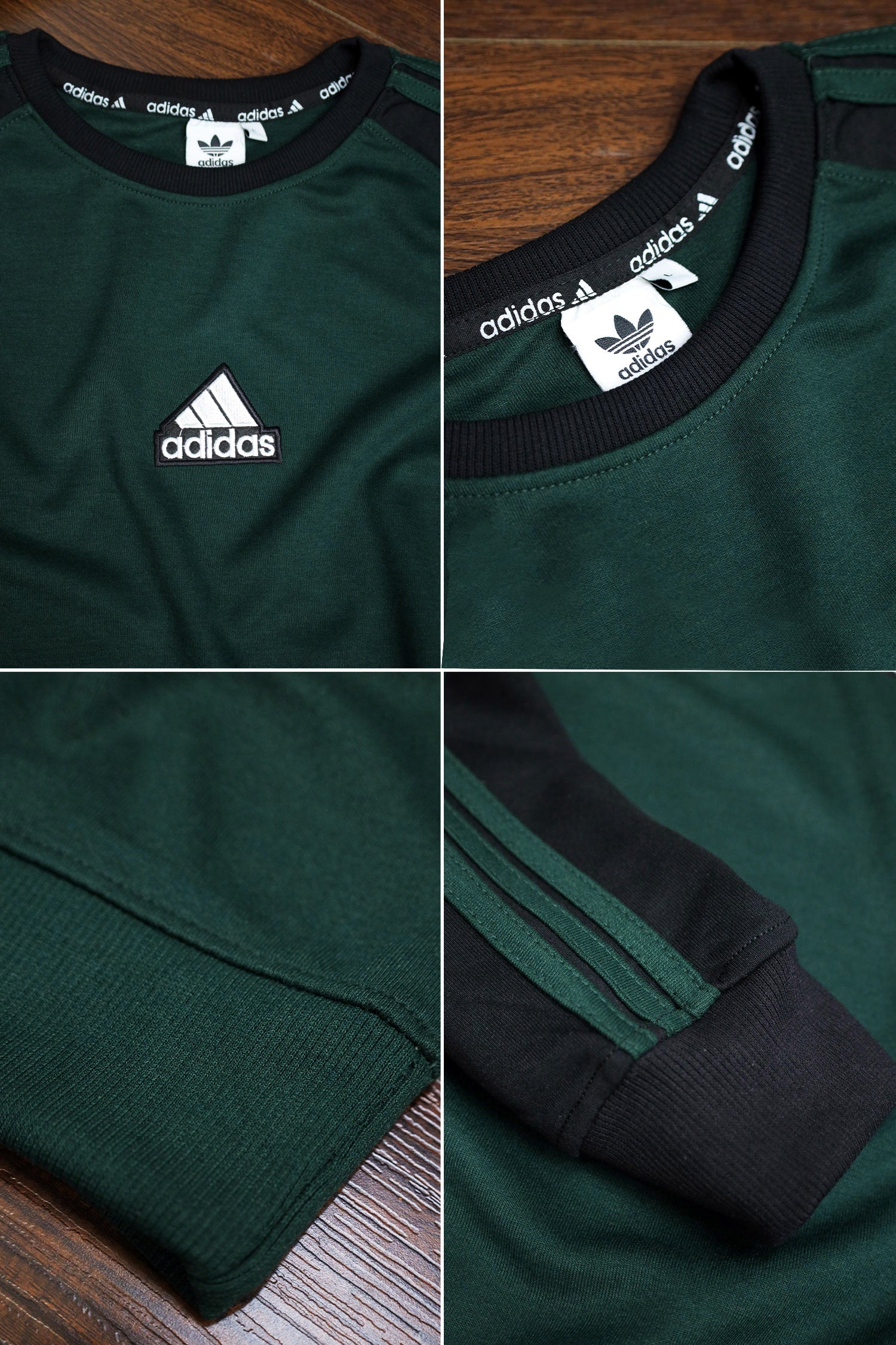 Adds Stripes Contrast Tone Full Sleeves Men's Sweatshirt in Dark Green