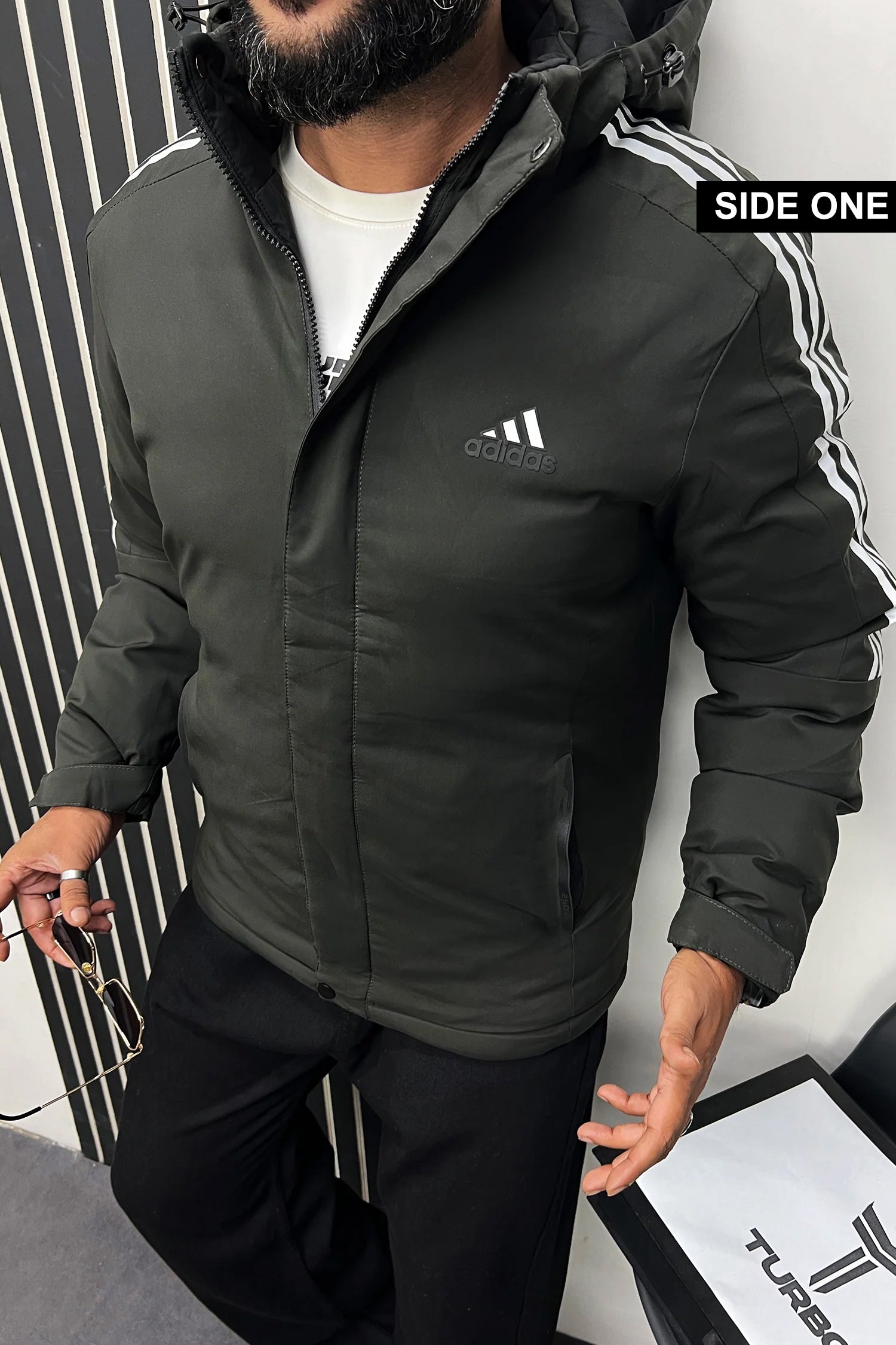 Adds 3 Stripe Double Sided Imported Puffer Jacket