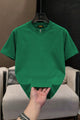 Plain Cotton Lycra Round Neck Tee In Dark Green