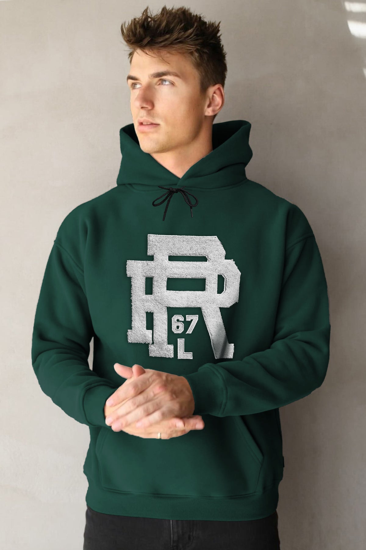 Rph Lren Polo Arts Letter Essential Fleece Hoodie In Green