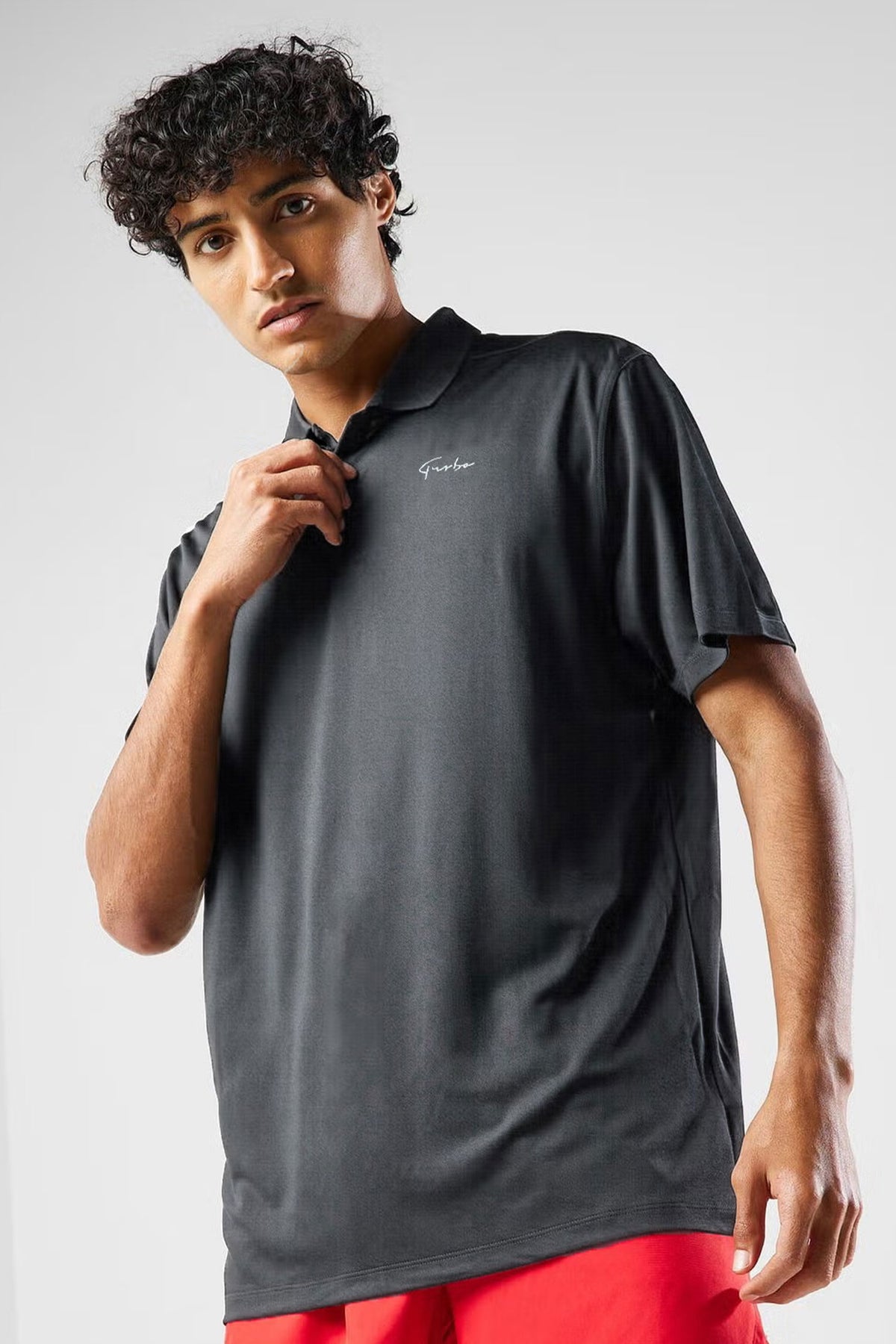 Turbo imp lightweight breathable dryfit Polo In Dark Grey