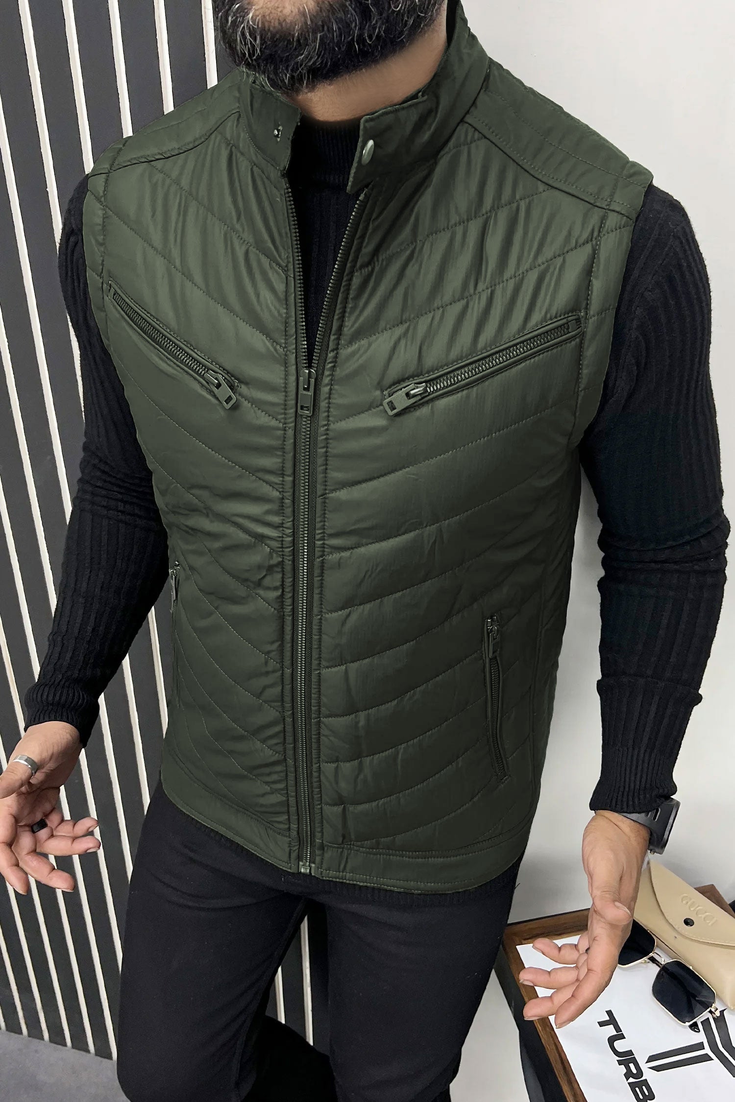 Winter Insulated PU Leather Imported Men's Gilet