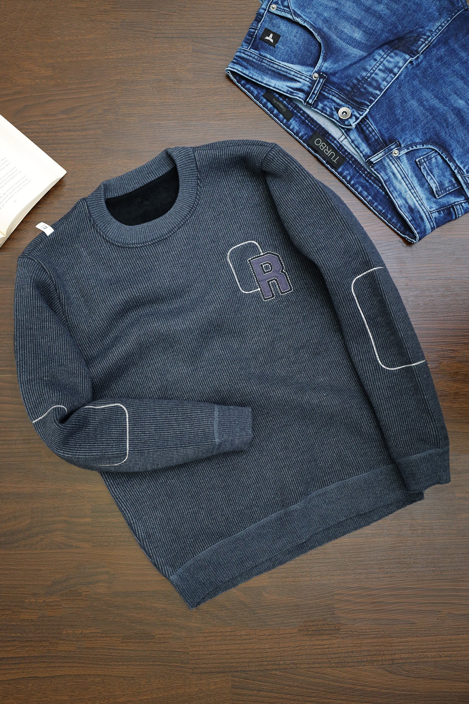 Panel Lining Round Neck Imported Men's Sweatshirt