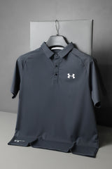 Undr Armr Icon MatchPlay Dryfit Polo Shirt In Dark Grey