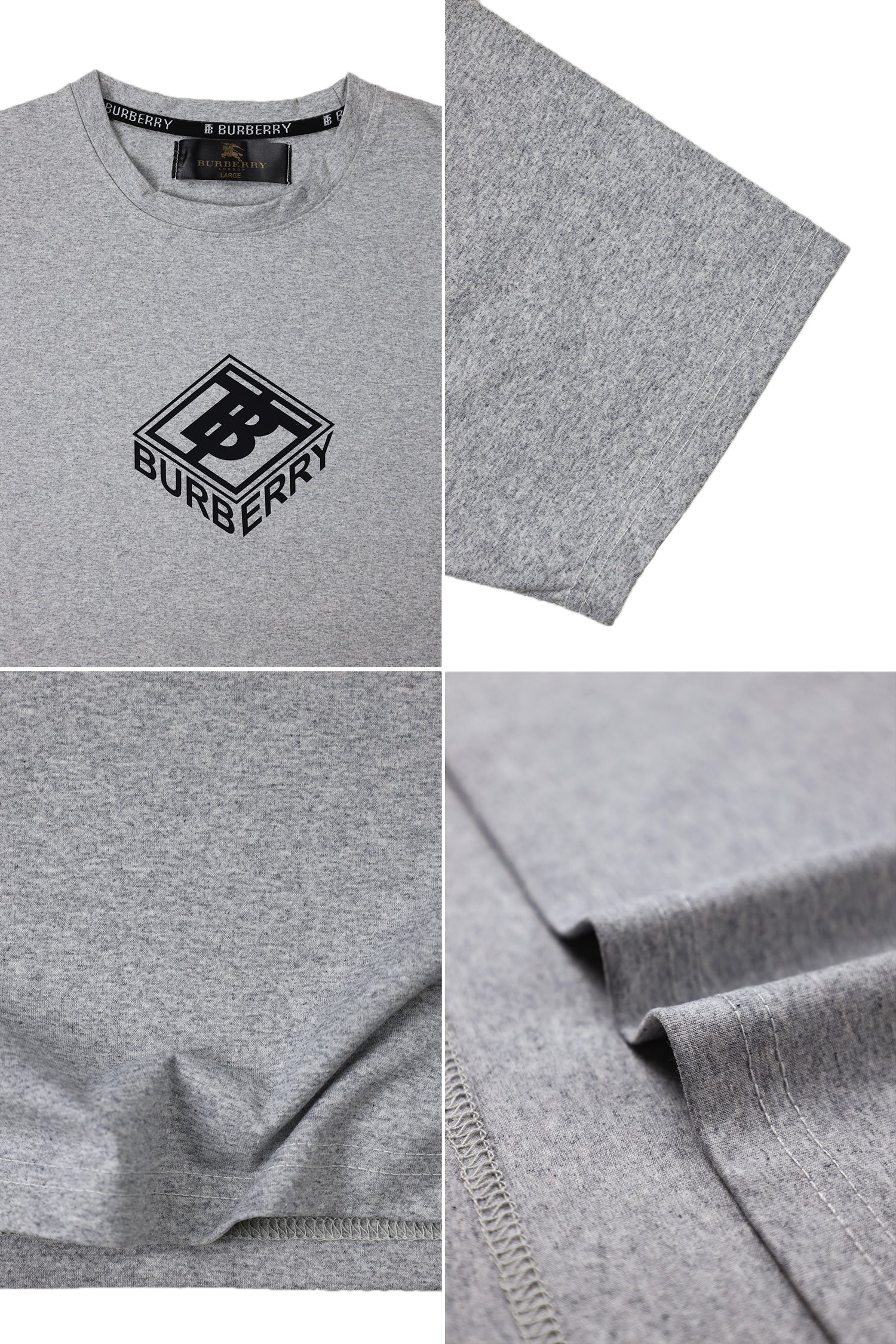 Brbrry Classic Monogram & Logo Tape Crew Neck Tee