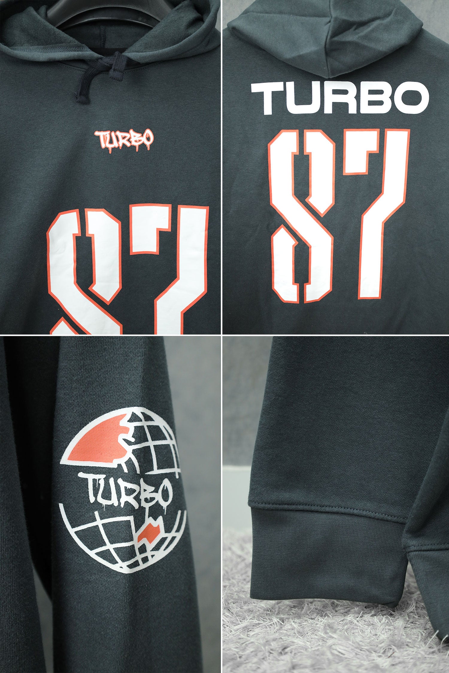 Turbo 87 Universe Aplic Fleece Hoodie In Dark Grey