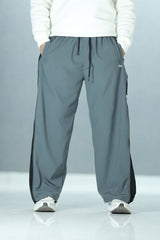 Turbo Side Panel Full Zipper Micro Baggy Trouser In Dark Grey