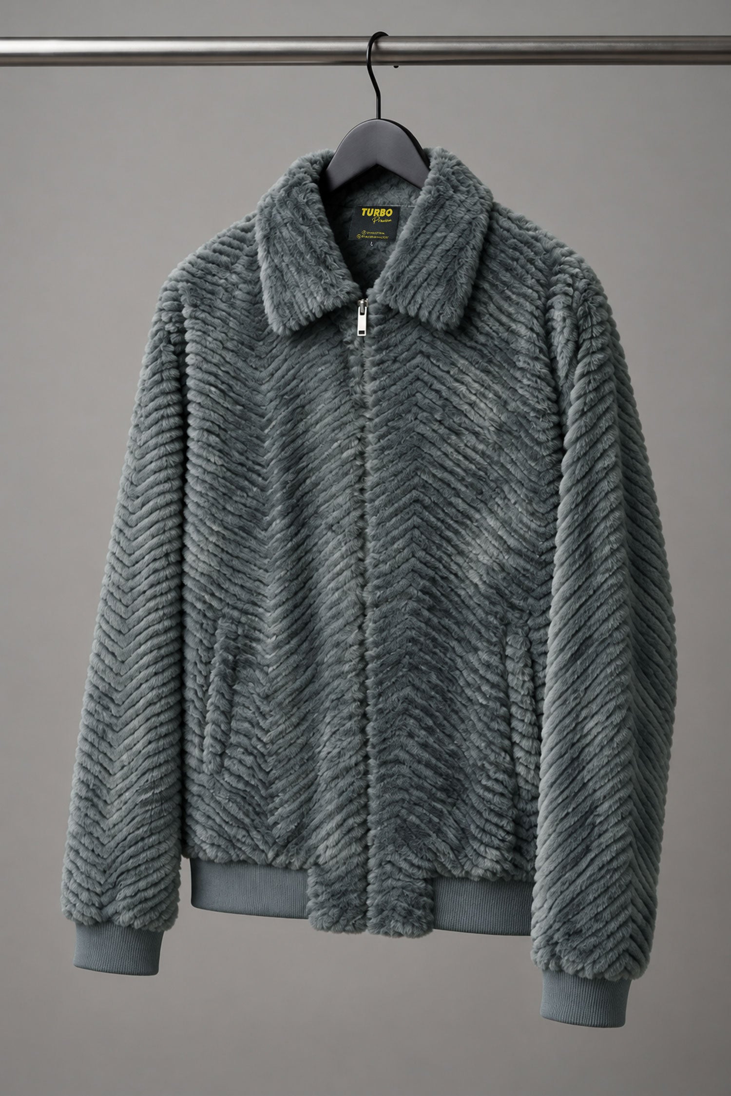Turbo Cozy V-Texture Collared Imported Men's Fur Jacket
